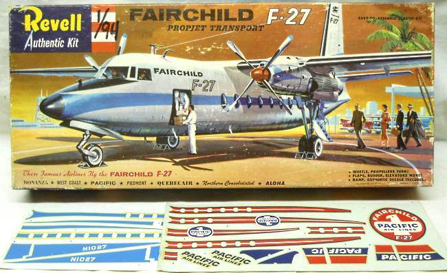 Revell 1/94 Fairchild F-27 Propjet Transport S Issue - With Additional Pacific Air Lines Decals, H297-98 plastic model kit